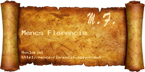 Mencs Florencia névjegykártya